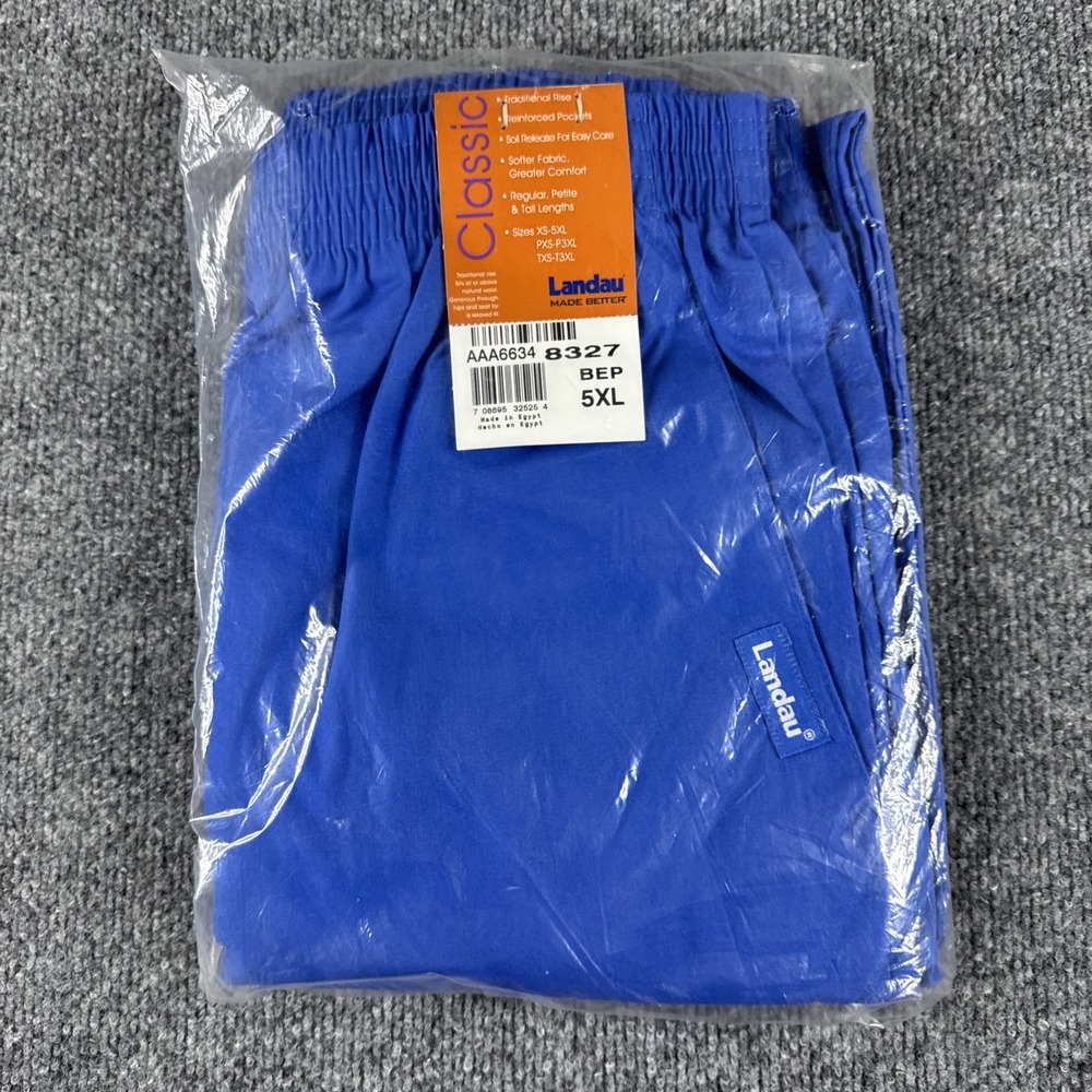 Landau Essentials Classic Relaxed Fit Pants 8327 Galaxy Blue 5XL NWT NEW